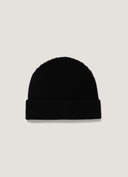 Cashmere Ribbed Hat in Black