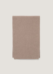 Cashmere Ribbed Scarf in Mink