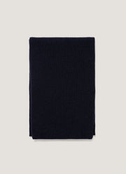 Cashmere Ribbed Scarf in Navy