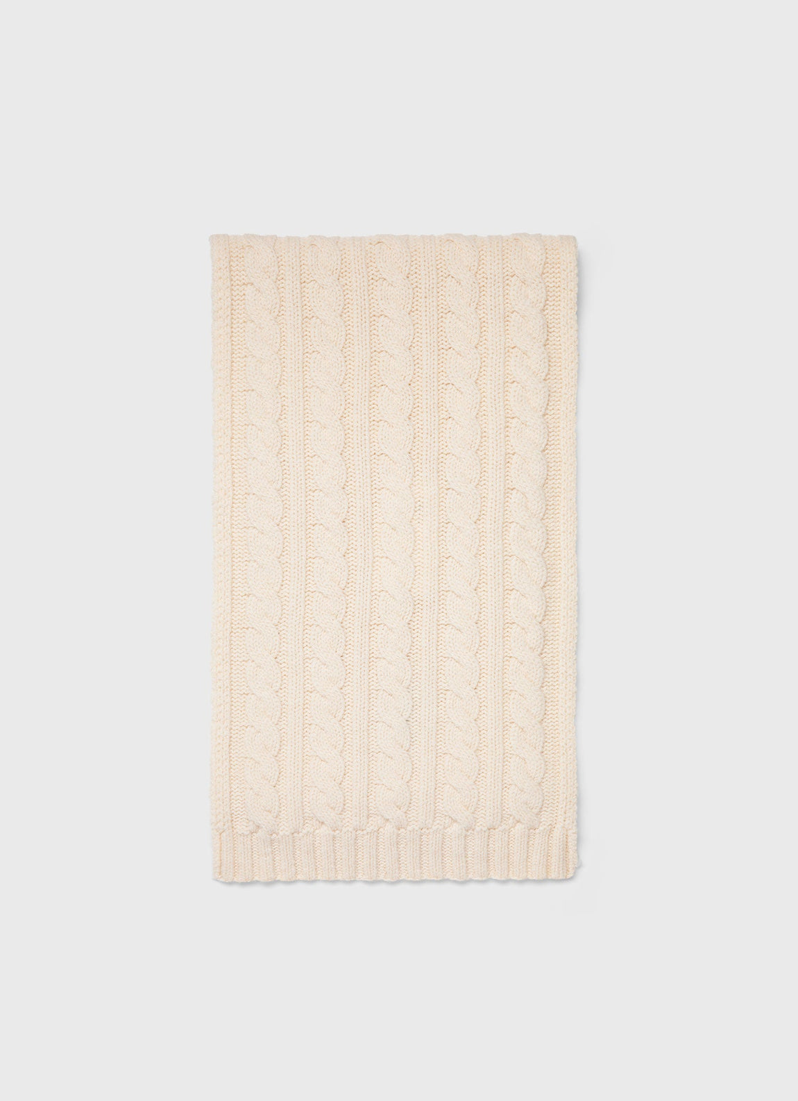 Lambswool Cable Scarf in Ecru