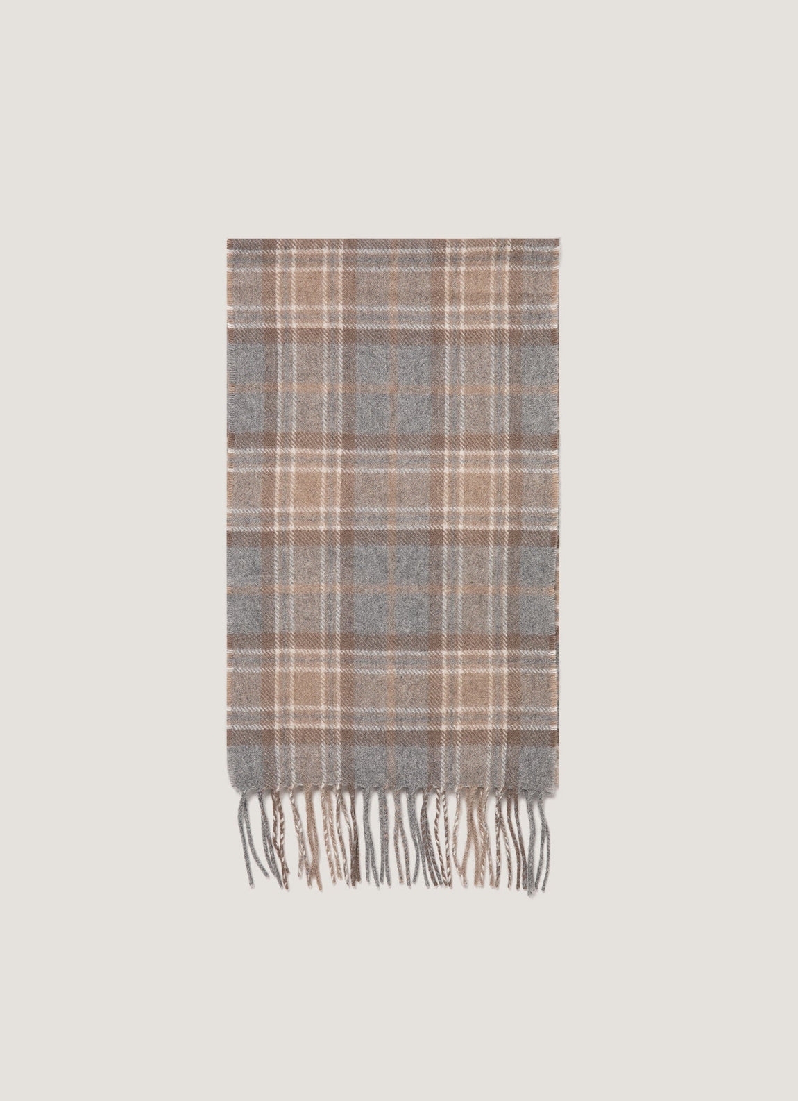 Cashmere Woven Scarf in Sandstone Check