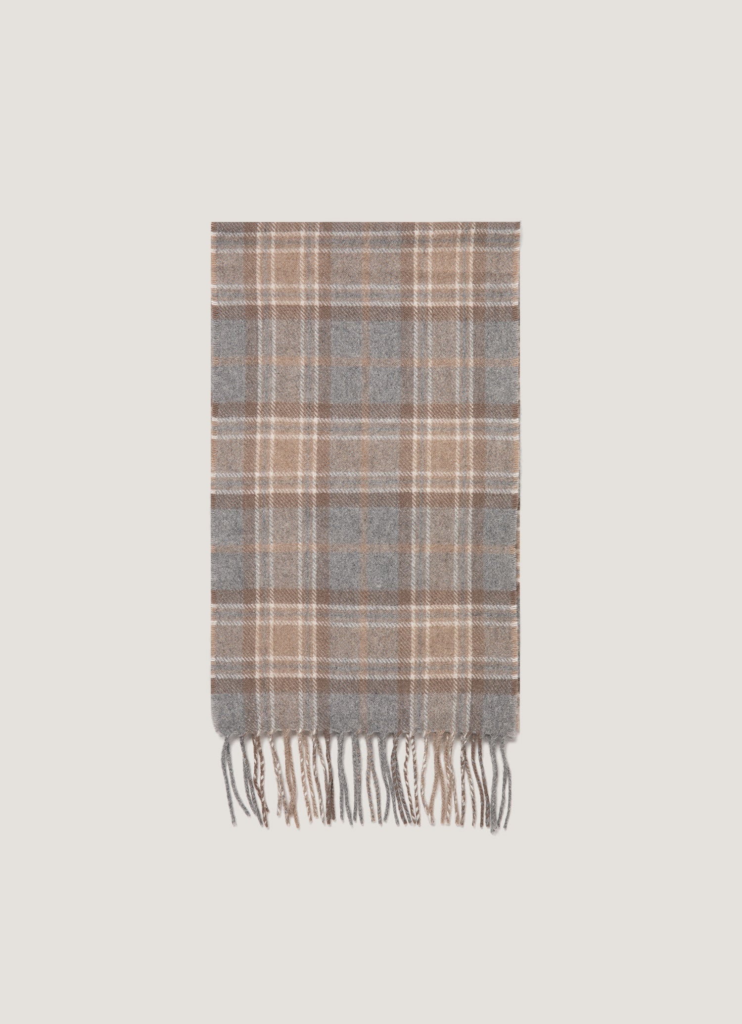 Cashmere Woven Scarf in Sandstone Check