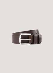 Men's Grained Leather Belt in Brown