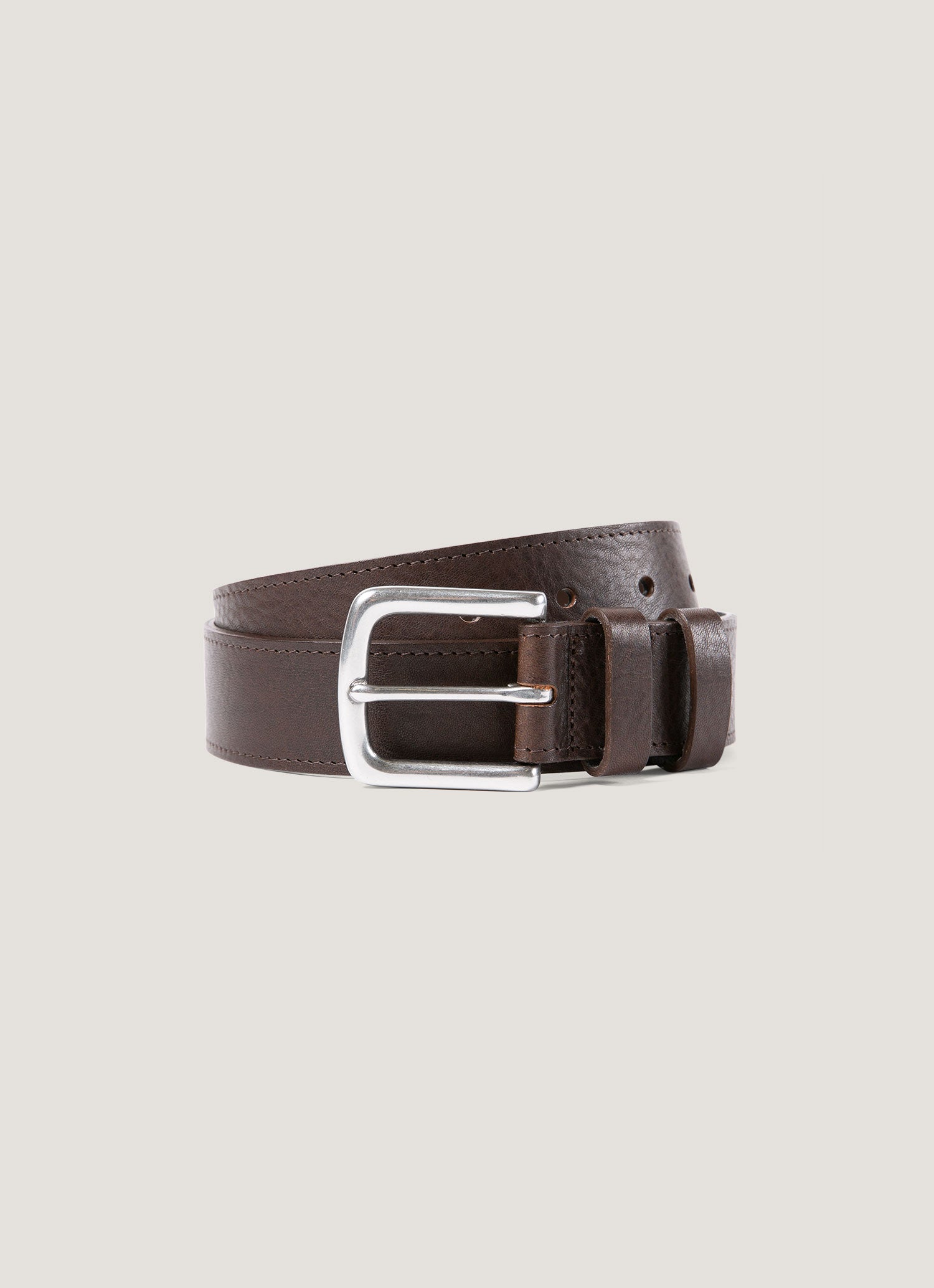 Men's Grained Leather Belt in Brown