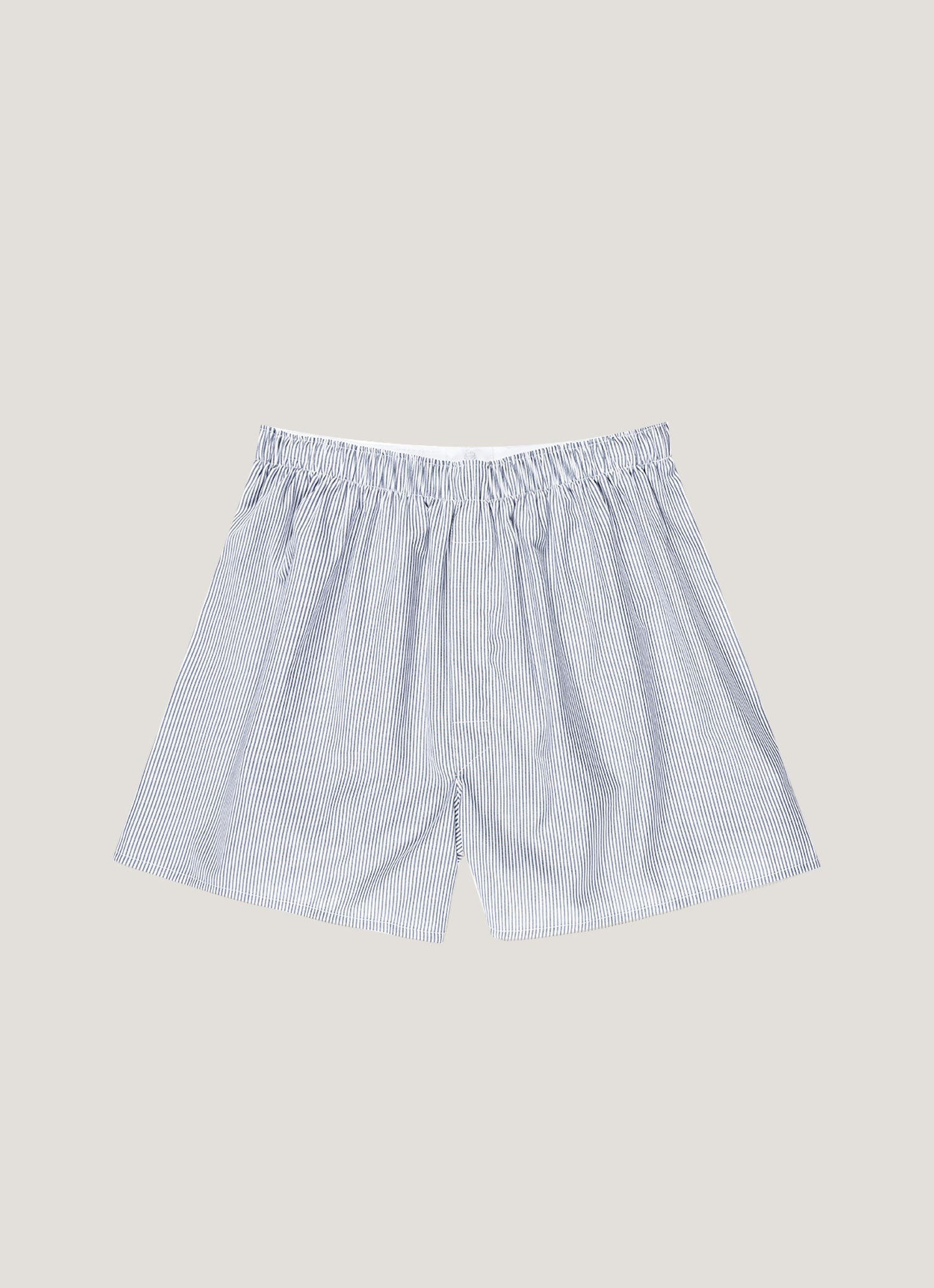 Men's Classic Boxer Shorts in White/Navy Pinstripe
