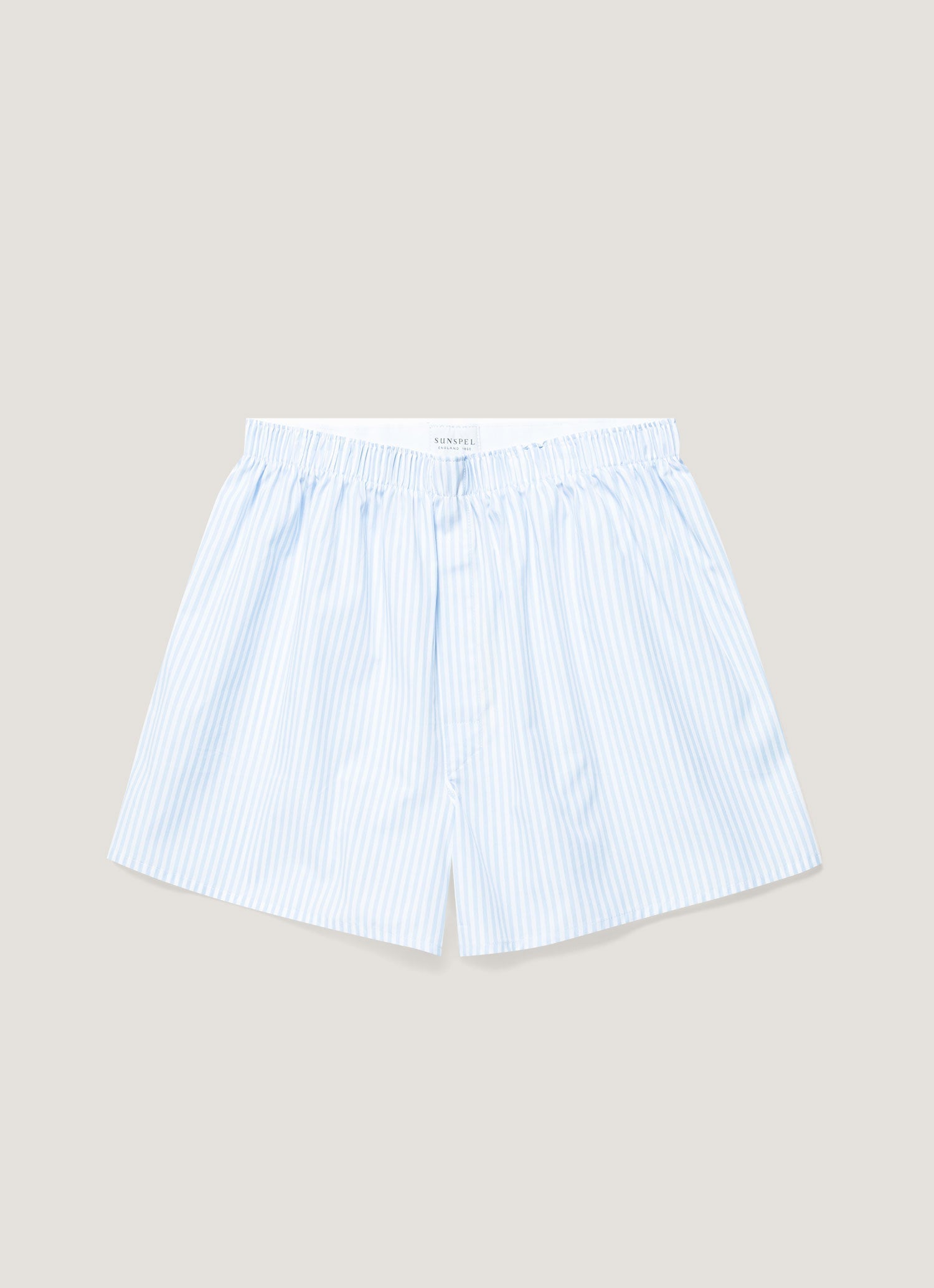 Men's Classic Boxer Shorts in White/Light Blue