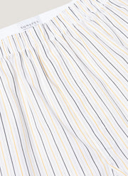 Men's Classic Boxer Shorts in White/Blue/Yellow