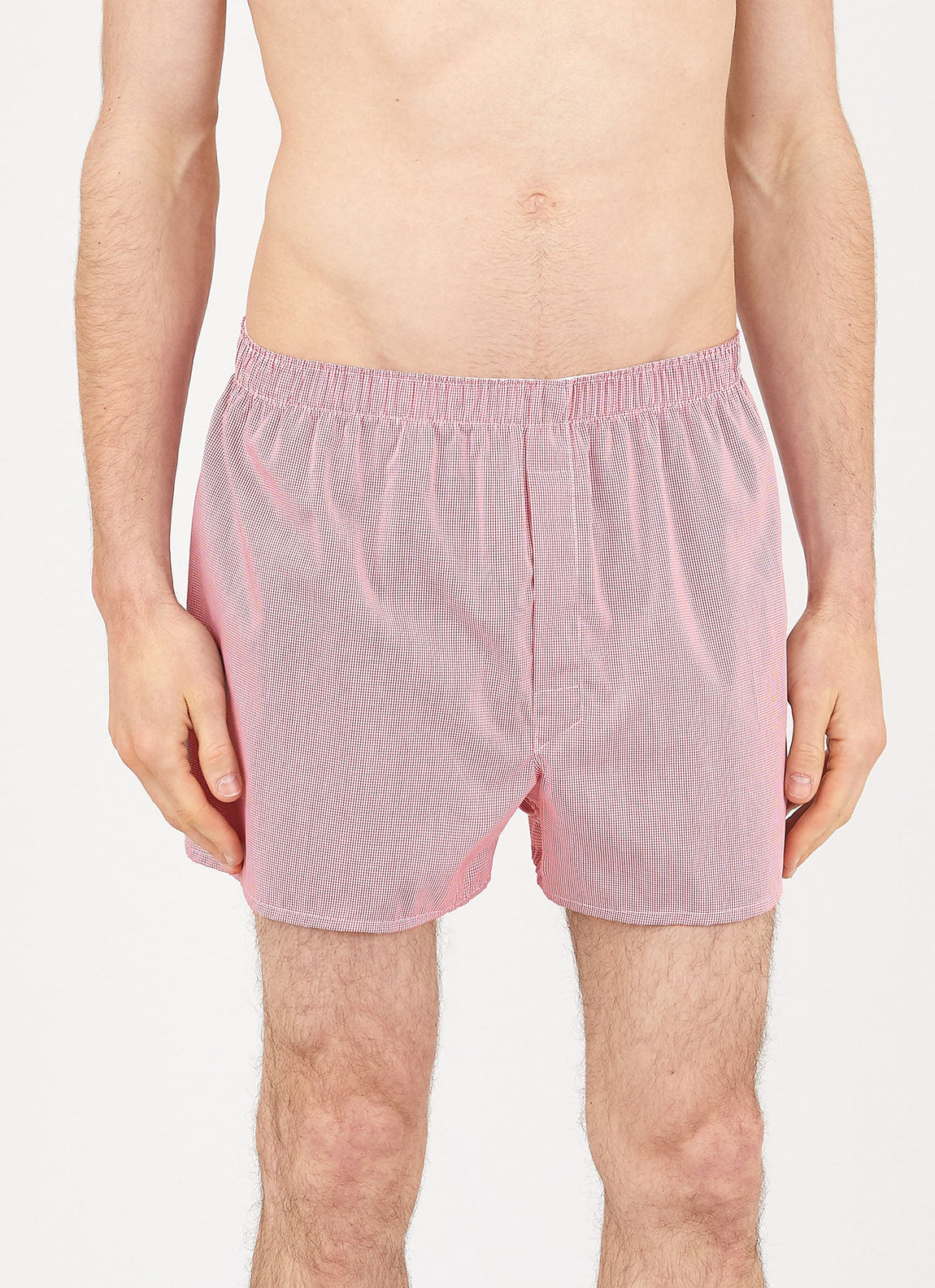 Men's Classic Boxer Shorts in White/Red Micro Gingham