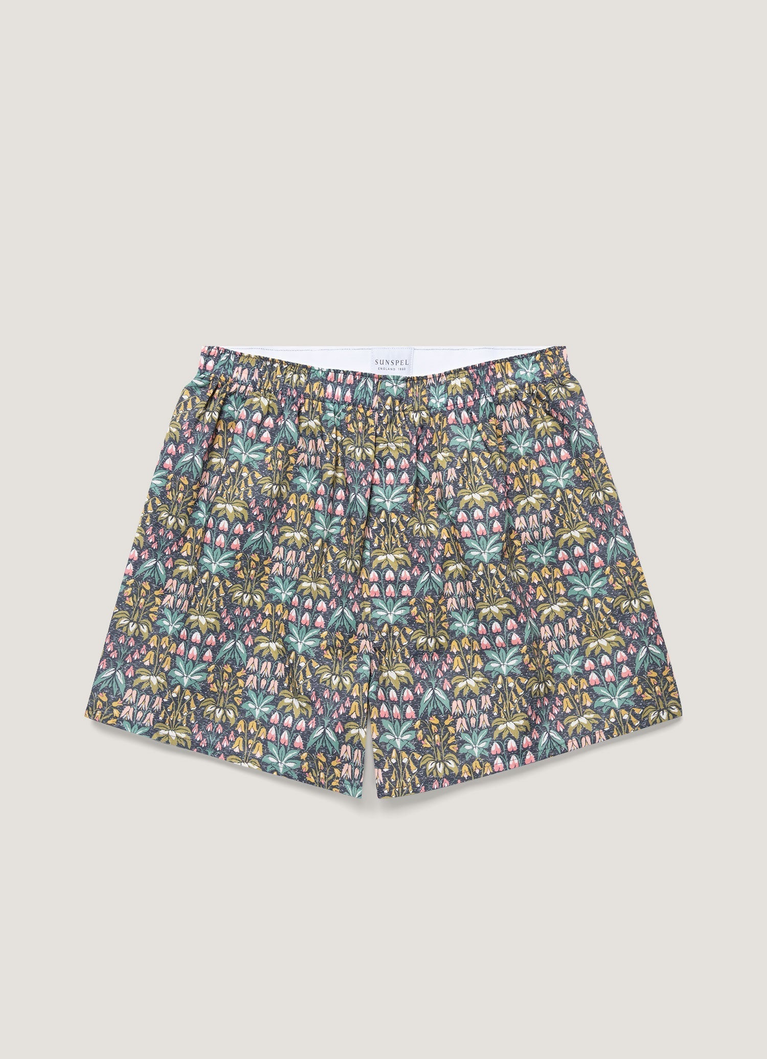 Men's Classic Boxer Shorts in Liberty Fabric in Navy Floral Tropics