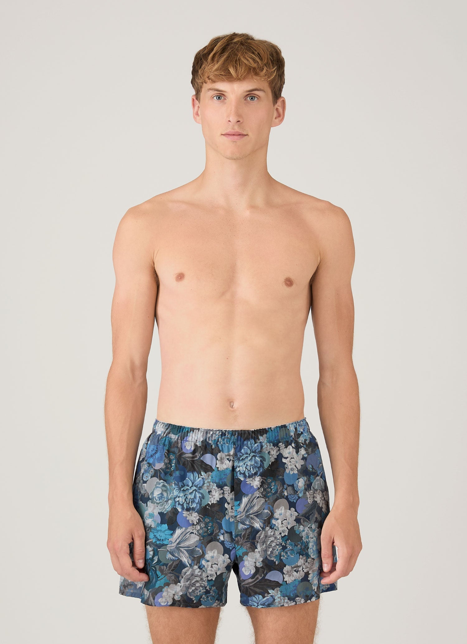 Men's Classic Boxer Shorts in Liberty Fabric in Frost Blue Floral