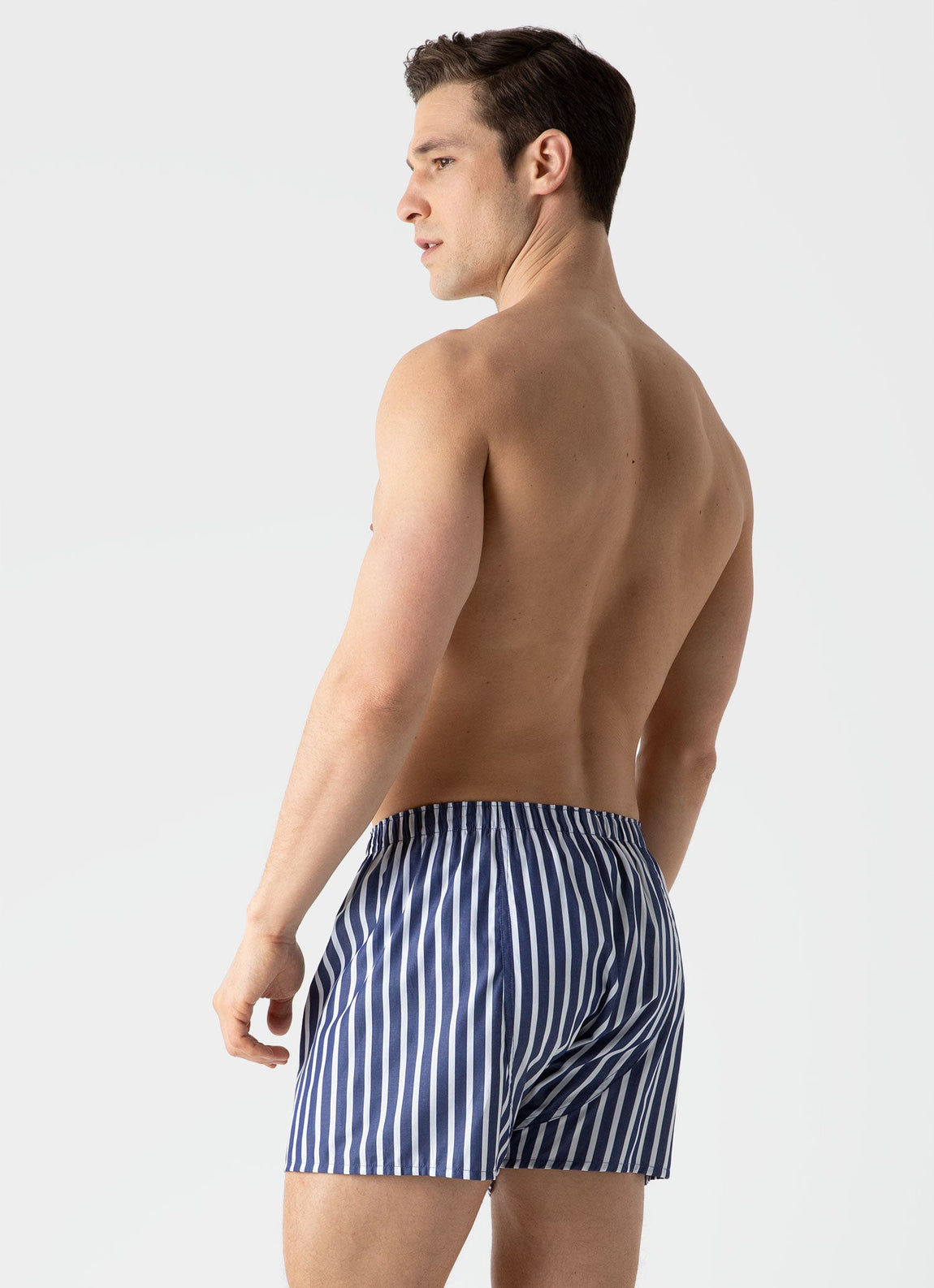 Men's Classic Boxer Shorts in Navy/White Wide Stripe