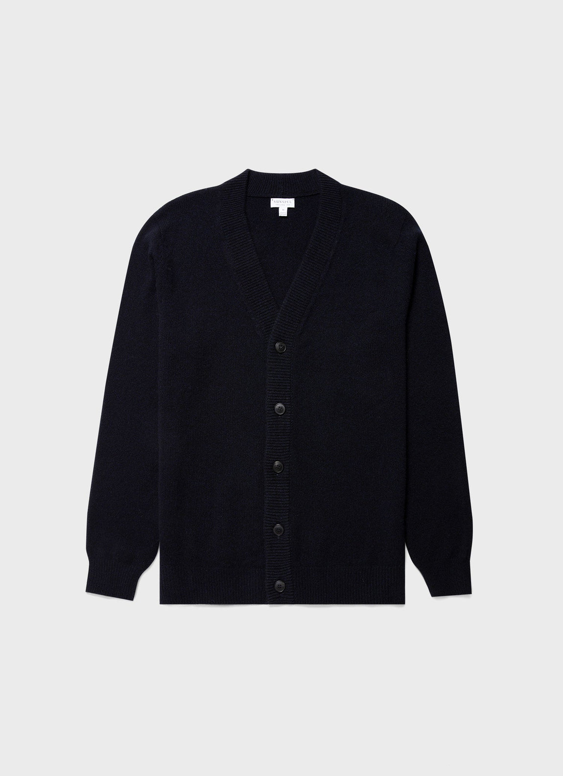 Men's Lambswool Cardigan in Dark Navy Mouline