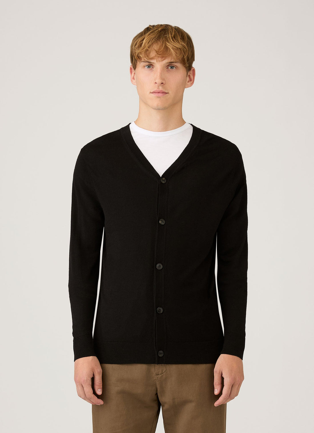 Men's Merino Cardigan in Black