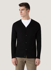 Men's Merino Cardigan in Black