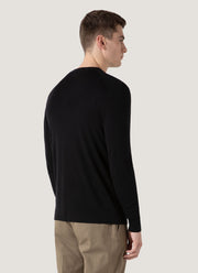 Men's Merino Cardigan in Black