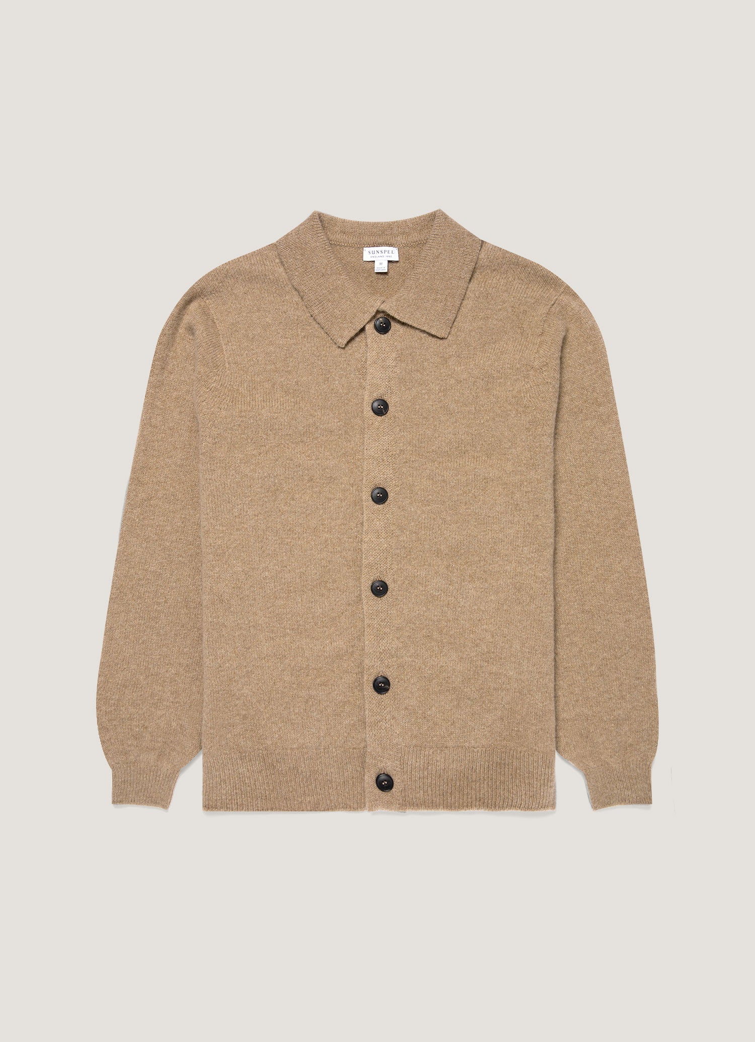 Men's Lambswool Cardigan in Sandstone