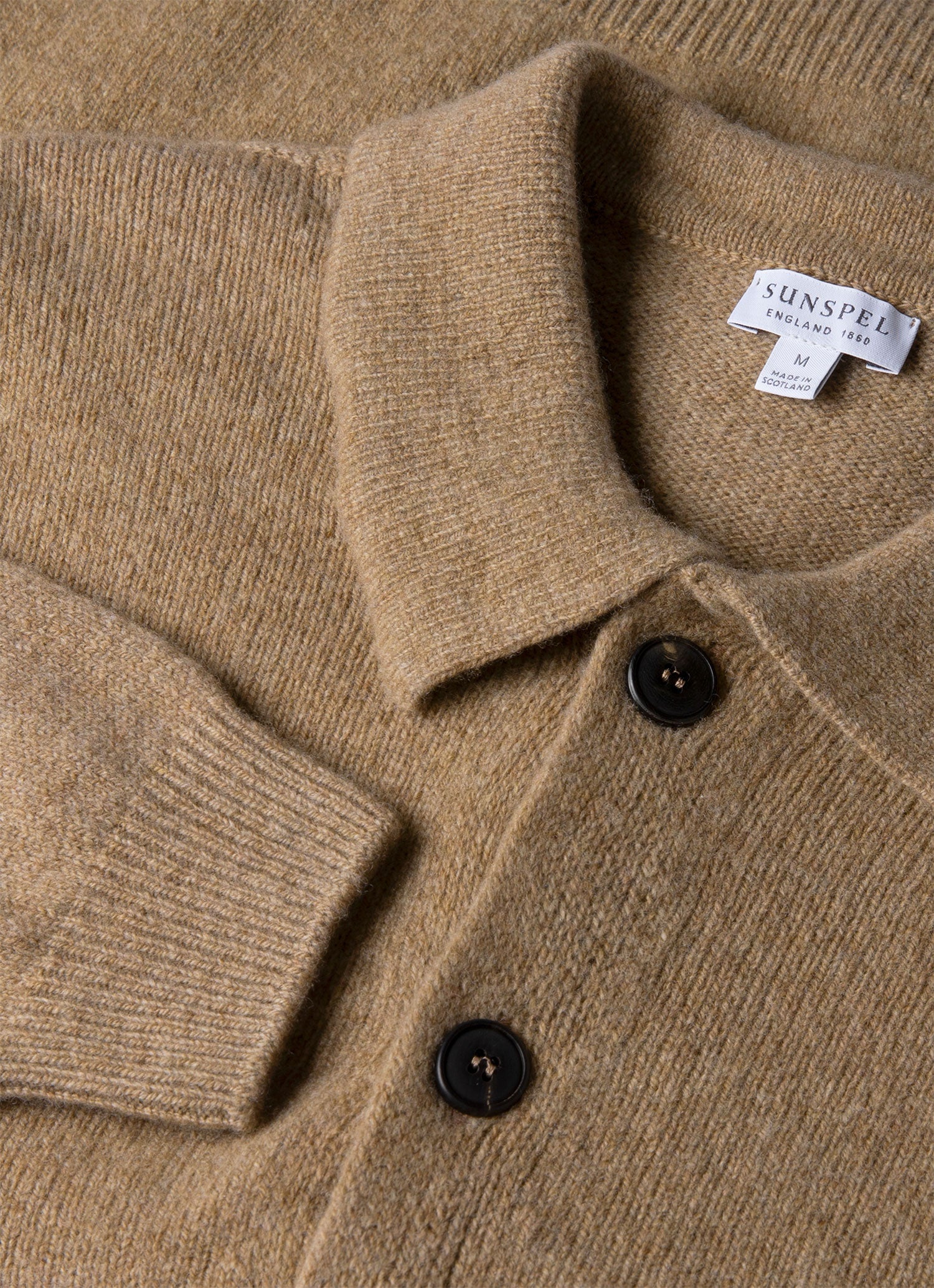 Men's Lambswool Cardigan in Sandstone
