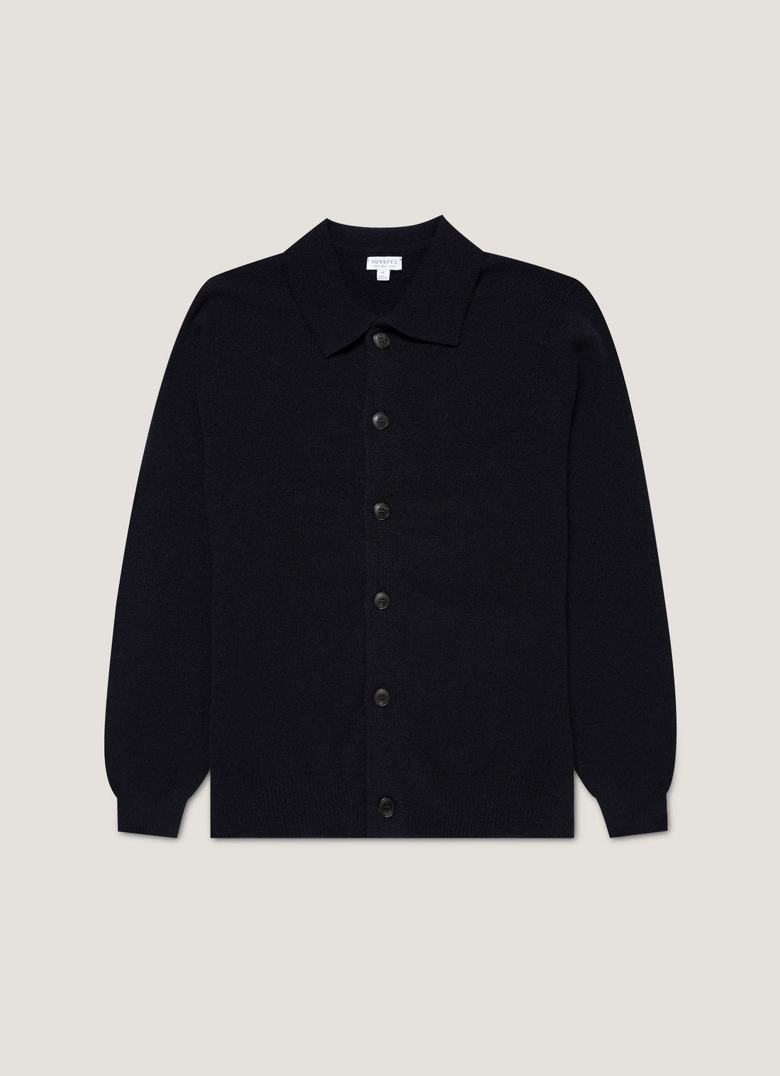 Men's Lambswool Cardigan in Dark Navy Mouline