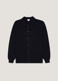 Men's Lambswool Cardigan in Dark Navy Mouline