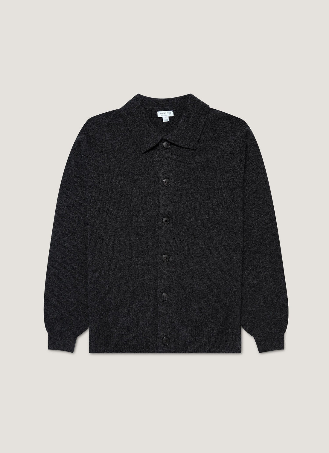 Men's Lambswool Cardigan in Charcoal Melange