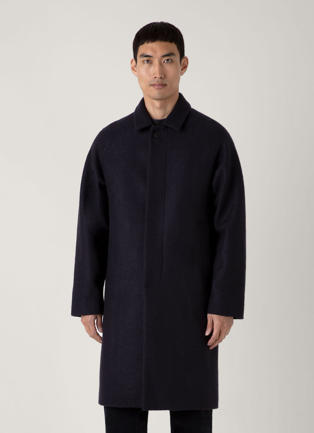 Men's Boiled Wool Car Coat in Navy