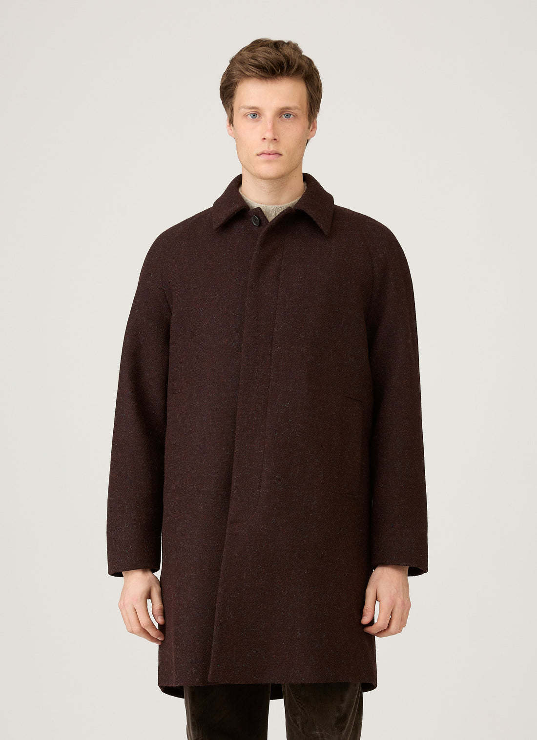 Men's Harris Tweed Car Coat in Truffle