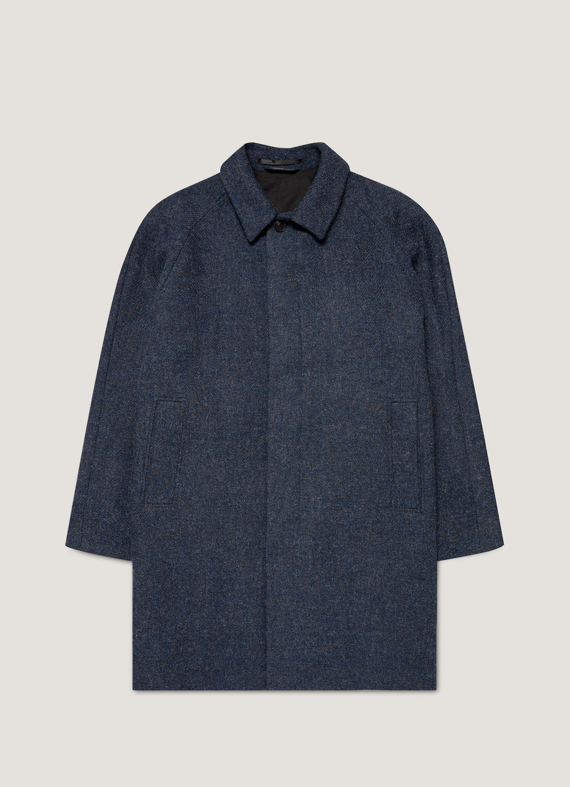 Men's Harris Tweed Car Coat in Selvedge Blue