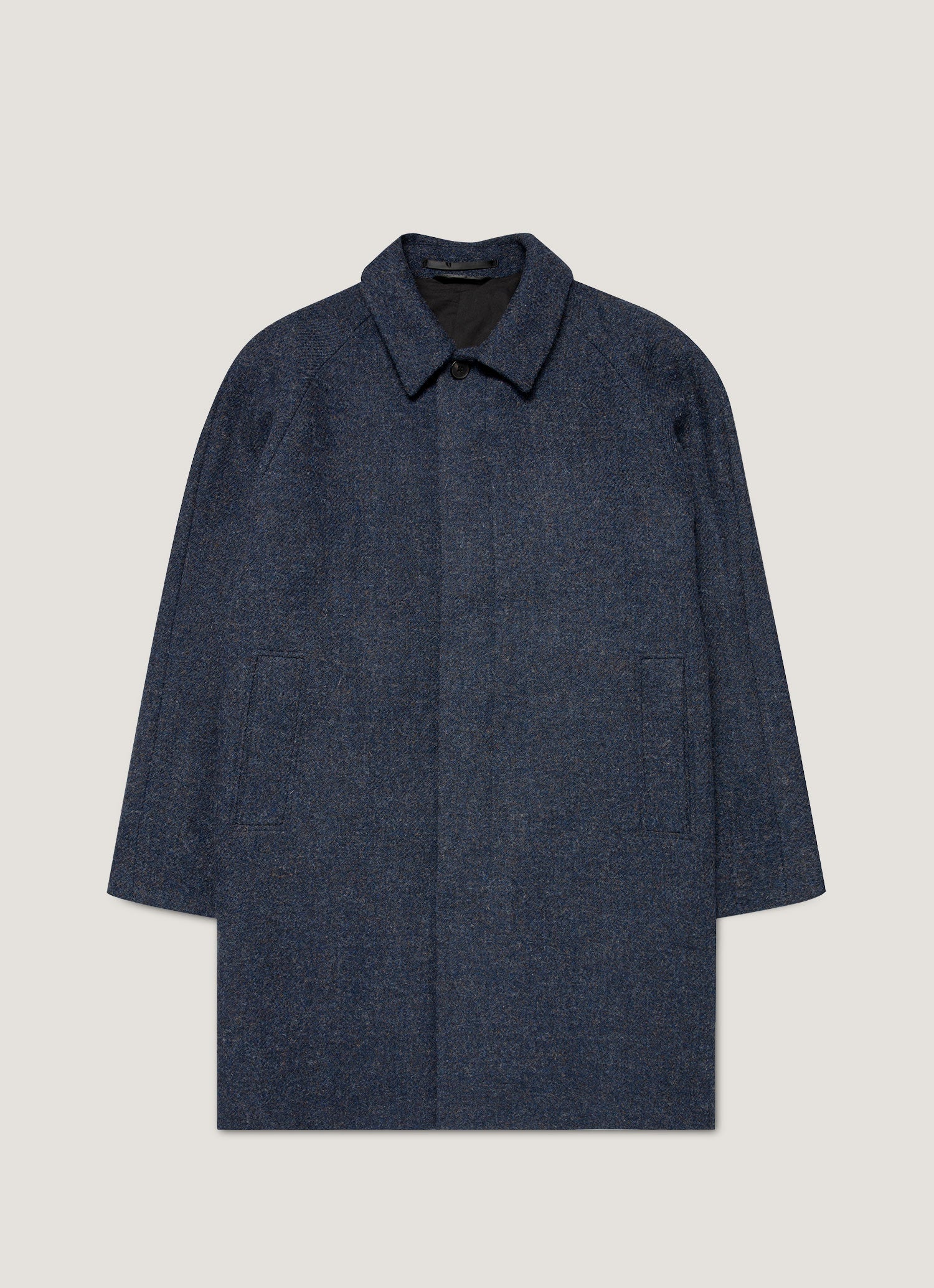 Men's Harris Tweed Car Coat in Selvedge Blue