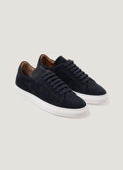 Men's Suede Tennis Shoe in Light Navy