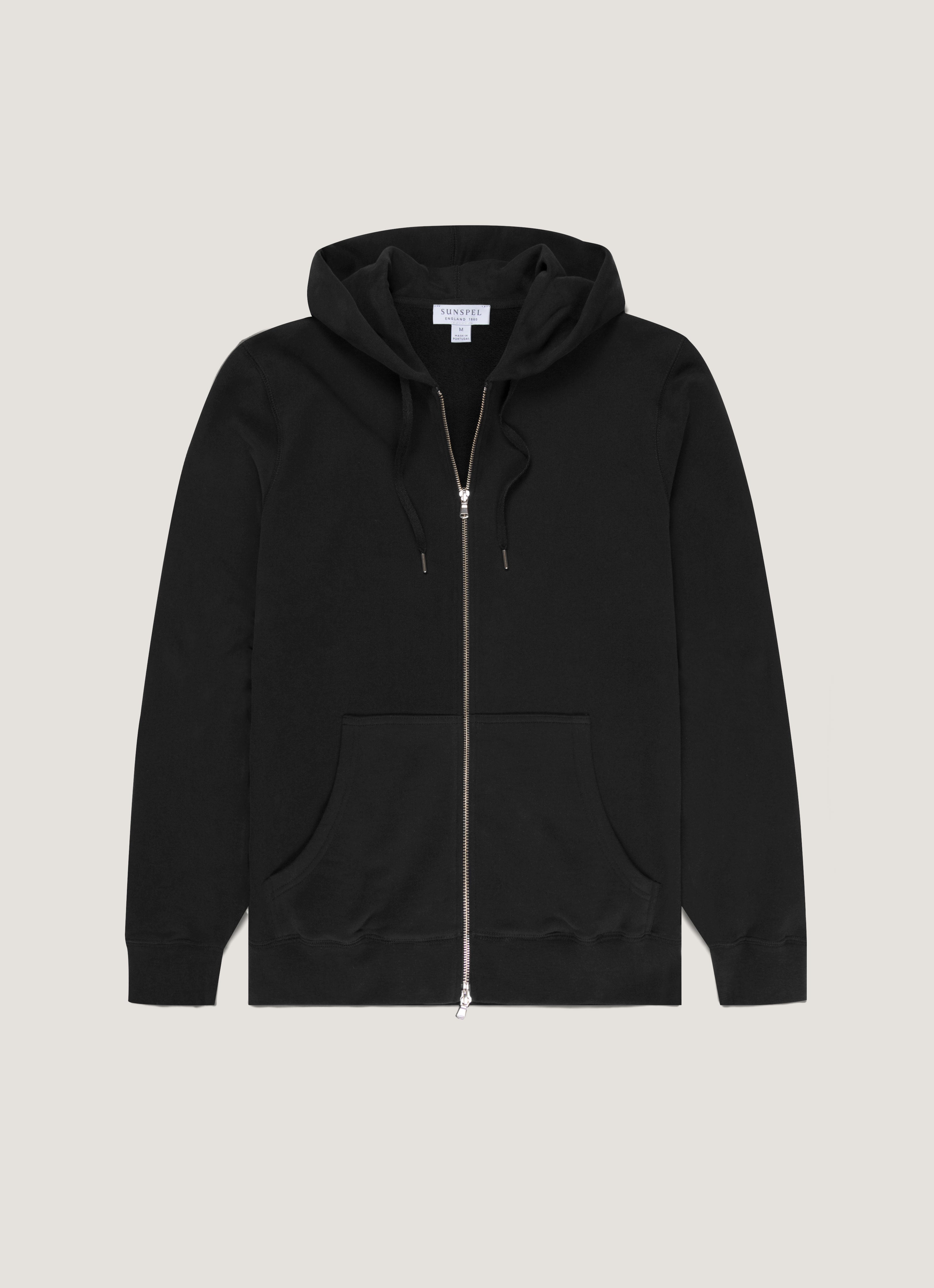 ジャーナルスタンダードラックス　SUNSET CRATER フード付きパーカー ループバックジップパーカー （Black）| Sunspel