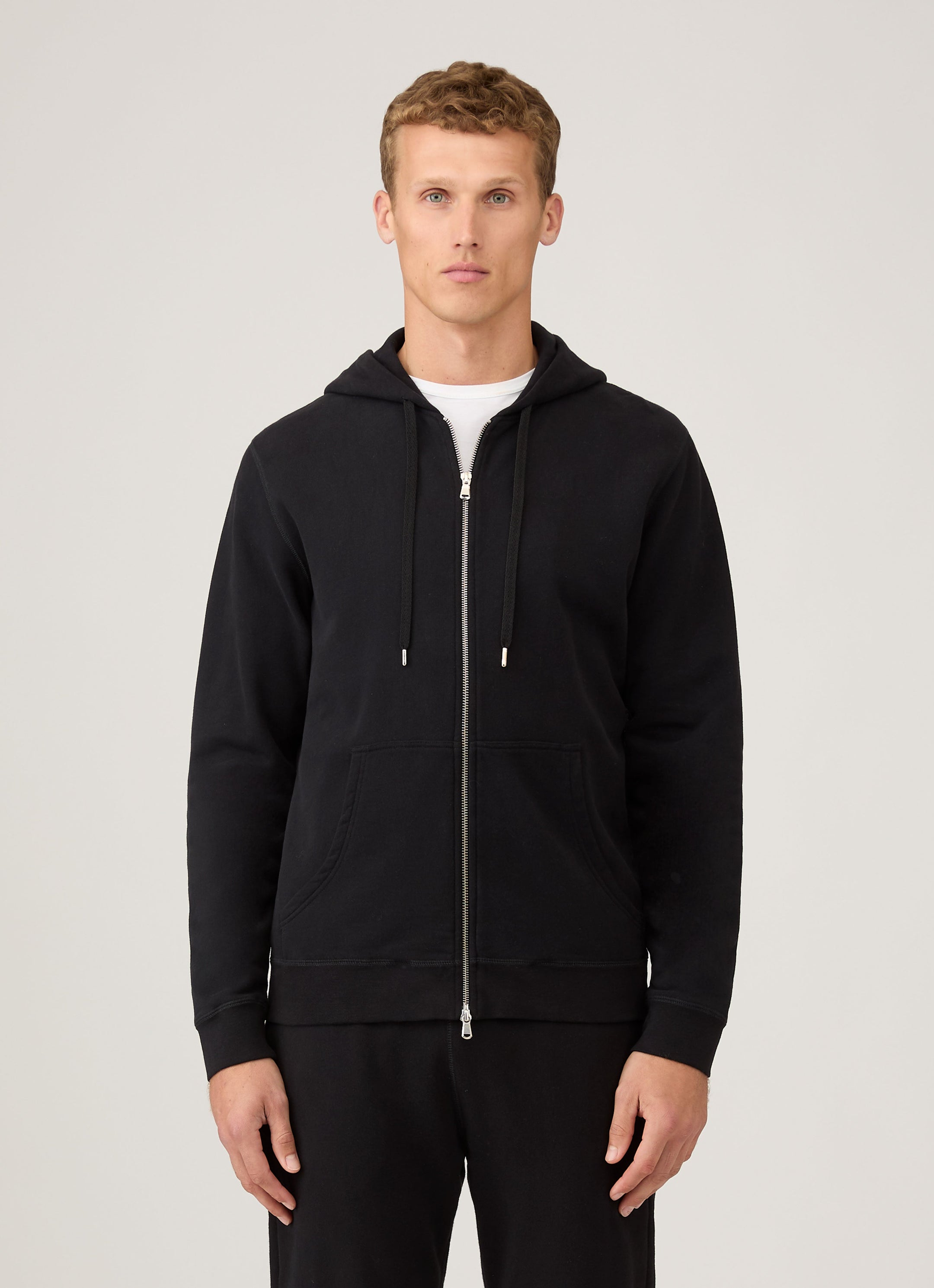Men's Loopback Zip Hoodie in Black