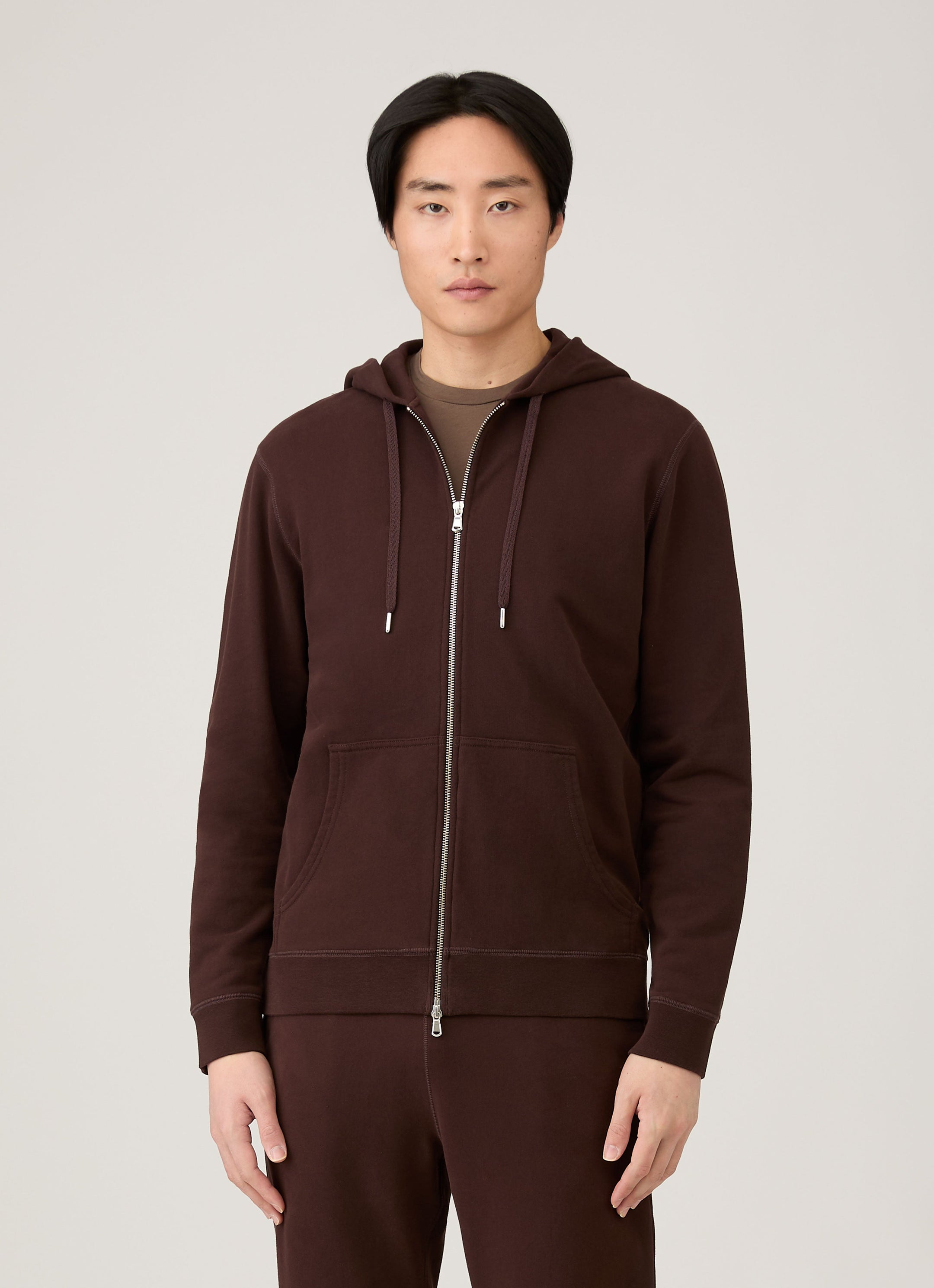 Men's Loopback Zip Hoodie in Truffle