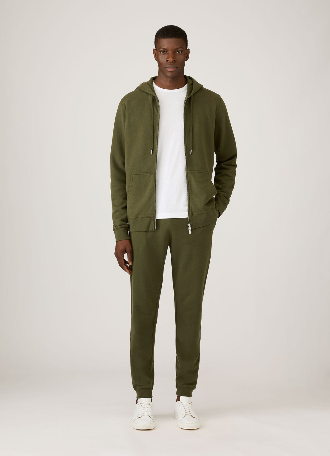 Men's Loopback Zip Hoodie in Deep Olive