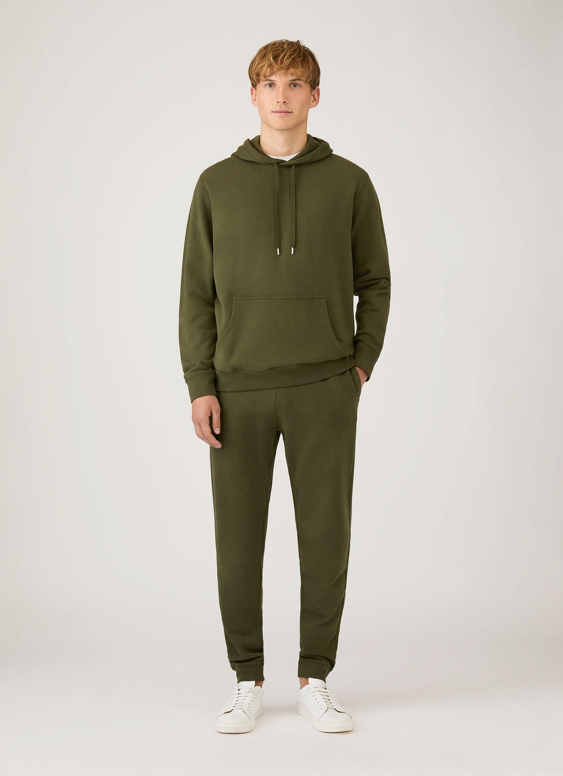 Men's Loopback Hoodie in Deep Olive