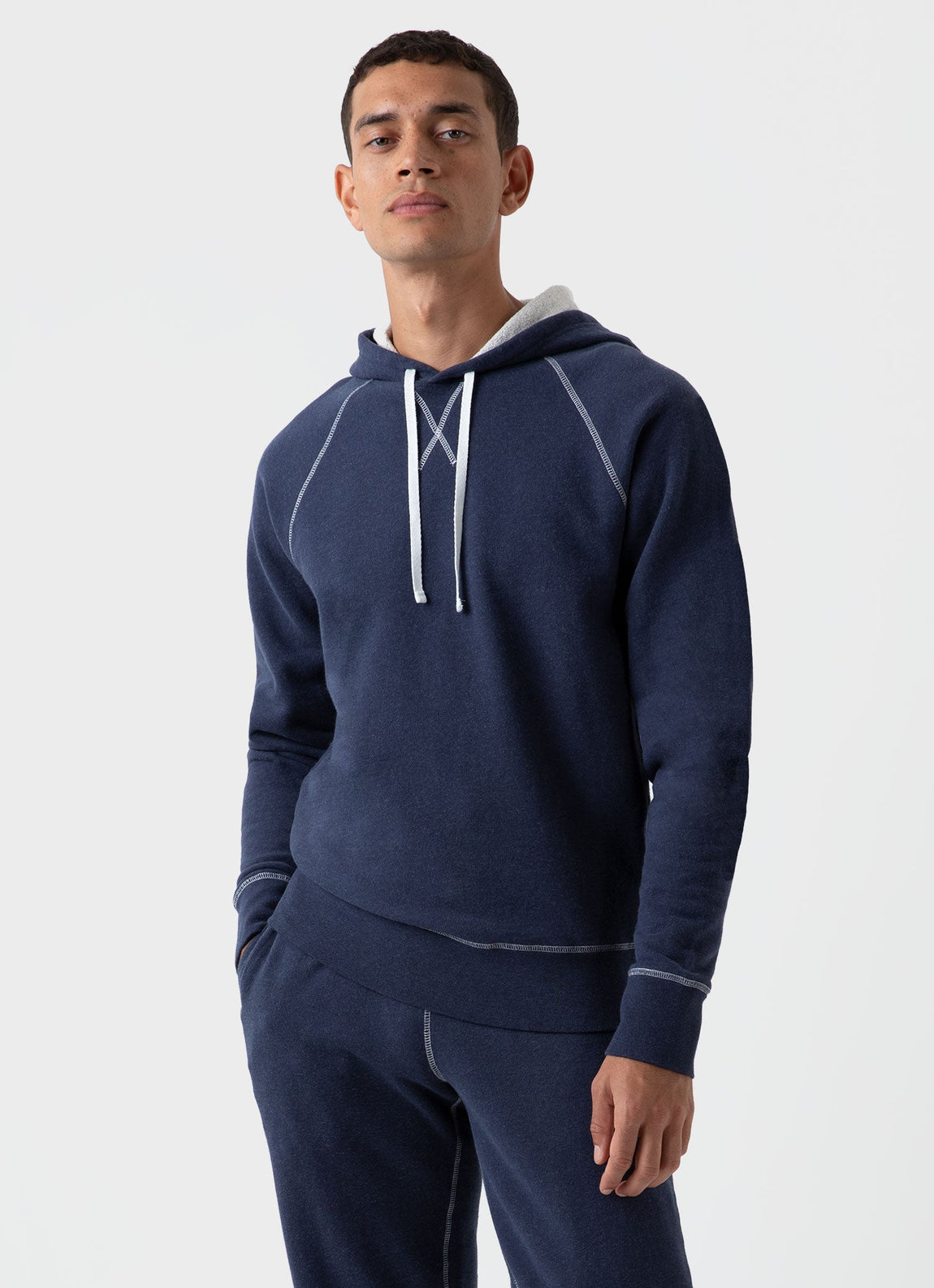 Men's Fleeceback Hoody in Navy Melange