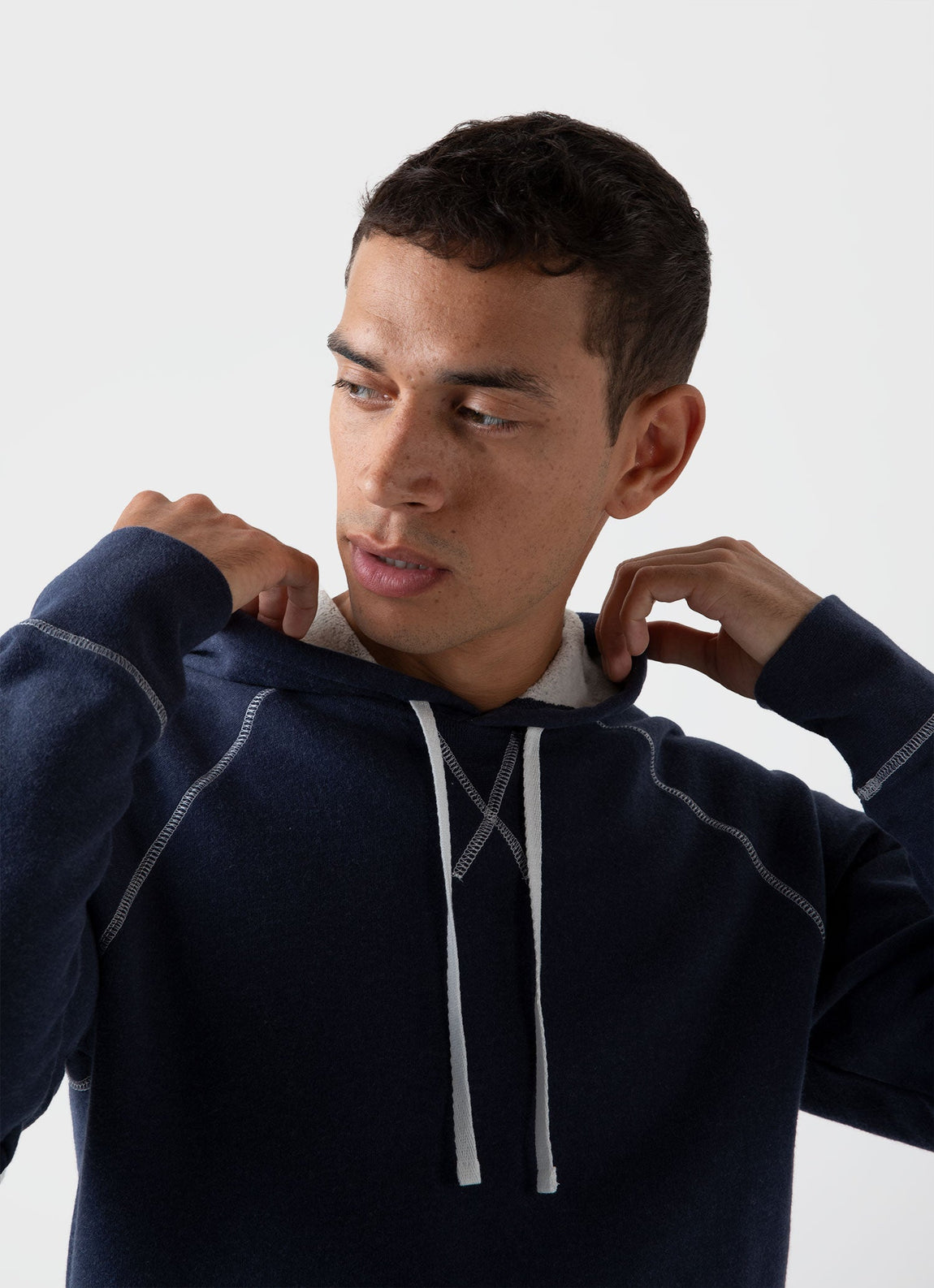 Men's Fleeceback Hoody in Navy Melange