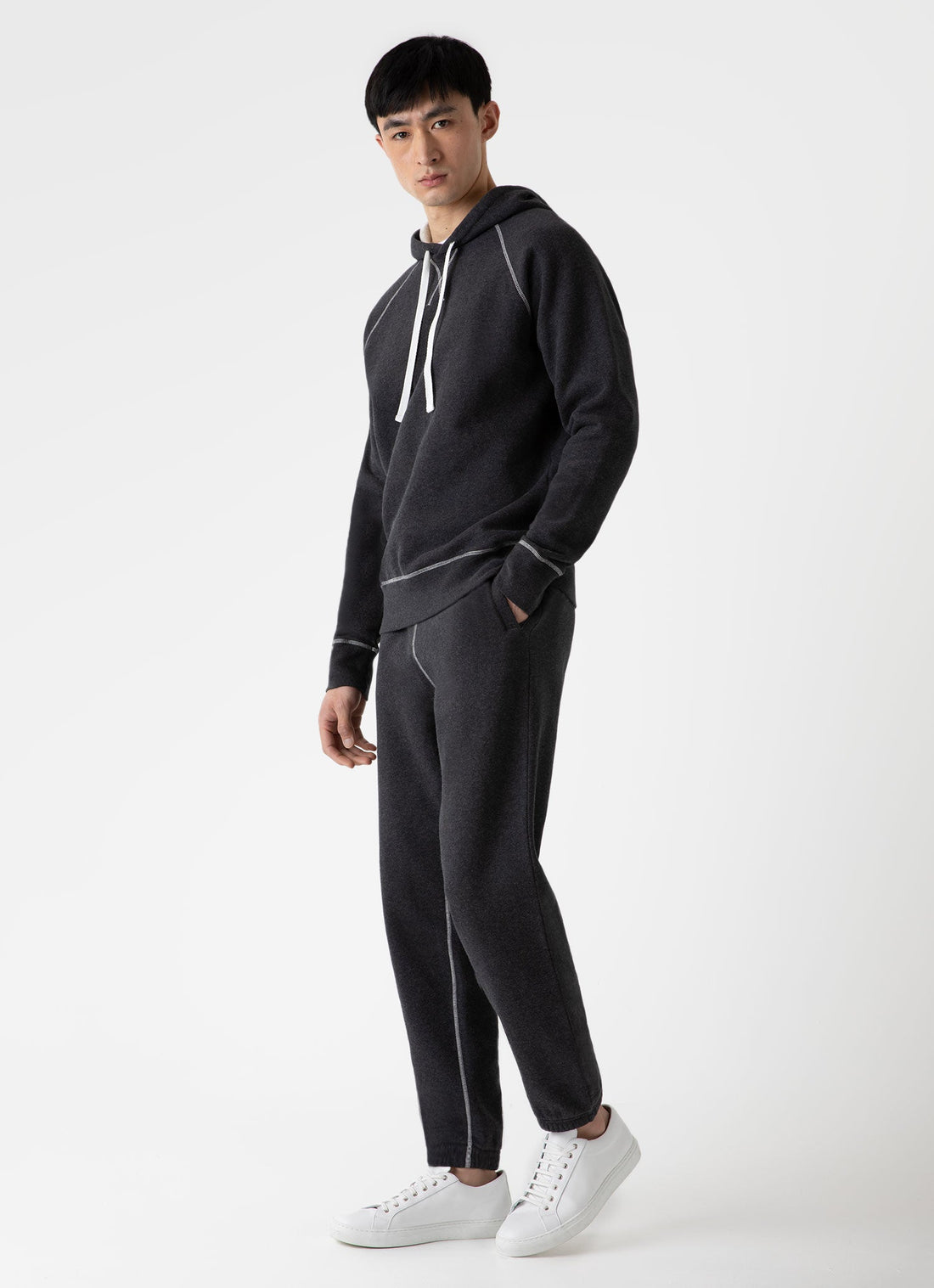 Men's Fleeceback Hoodie in Charcoal Melange