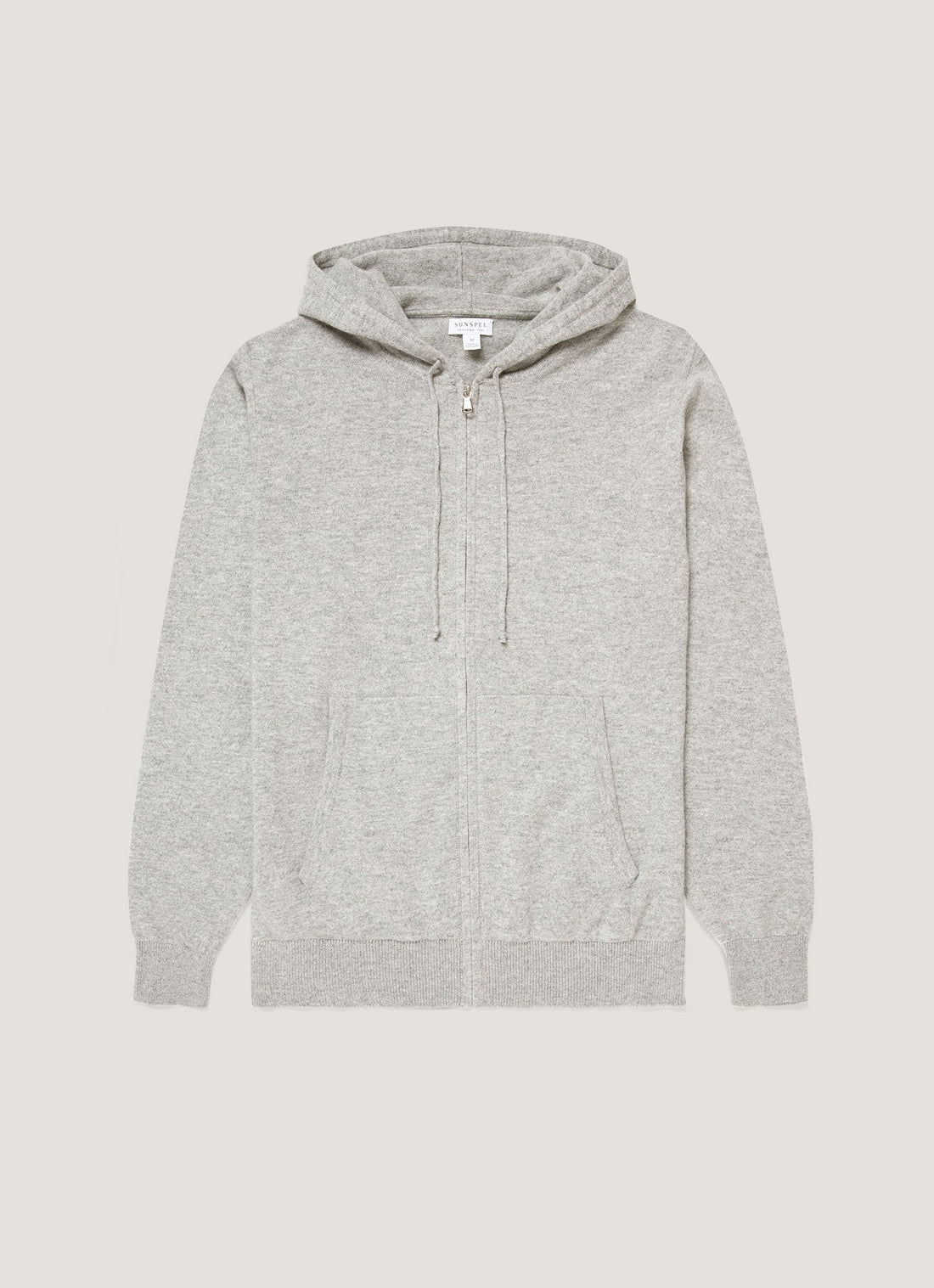 Men's Cashmere Zip Hoodie in Grey Melange
