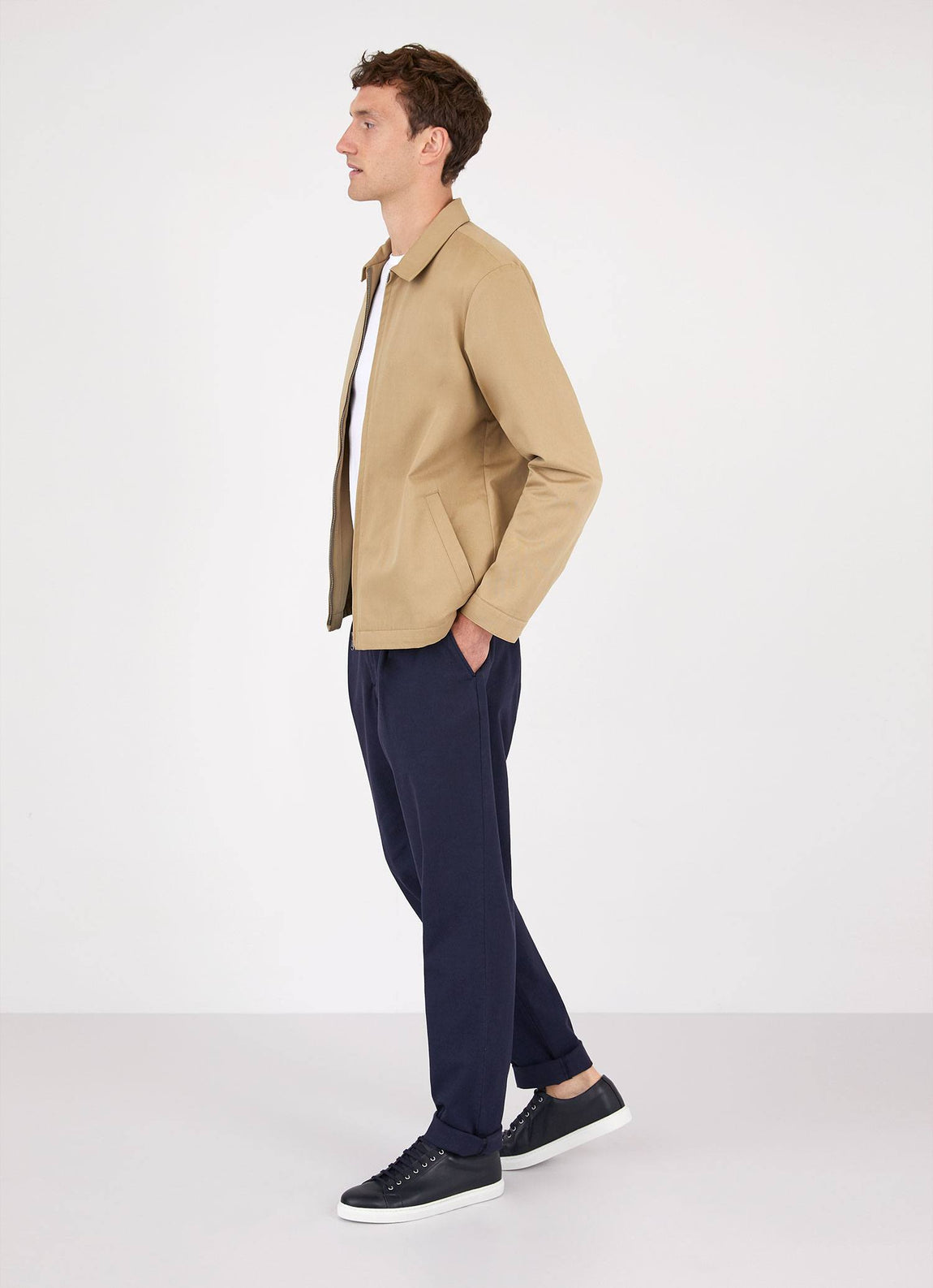 Men's Cotton Harrington Jacket in Stone