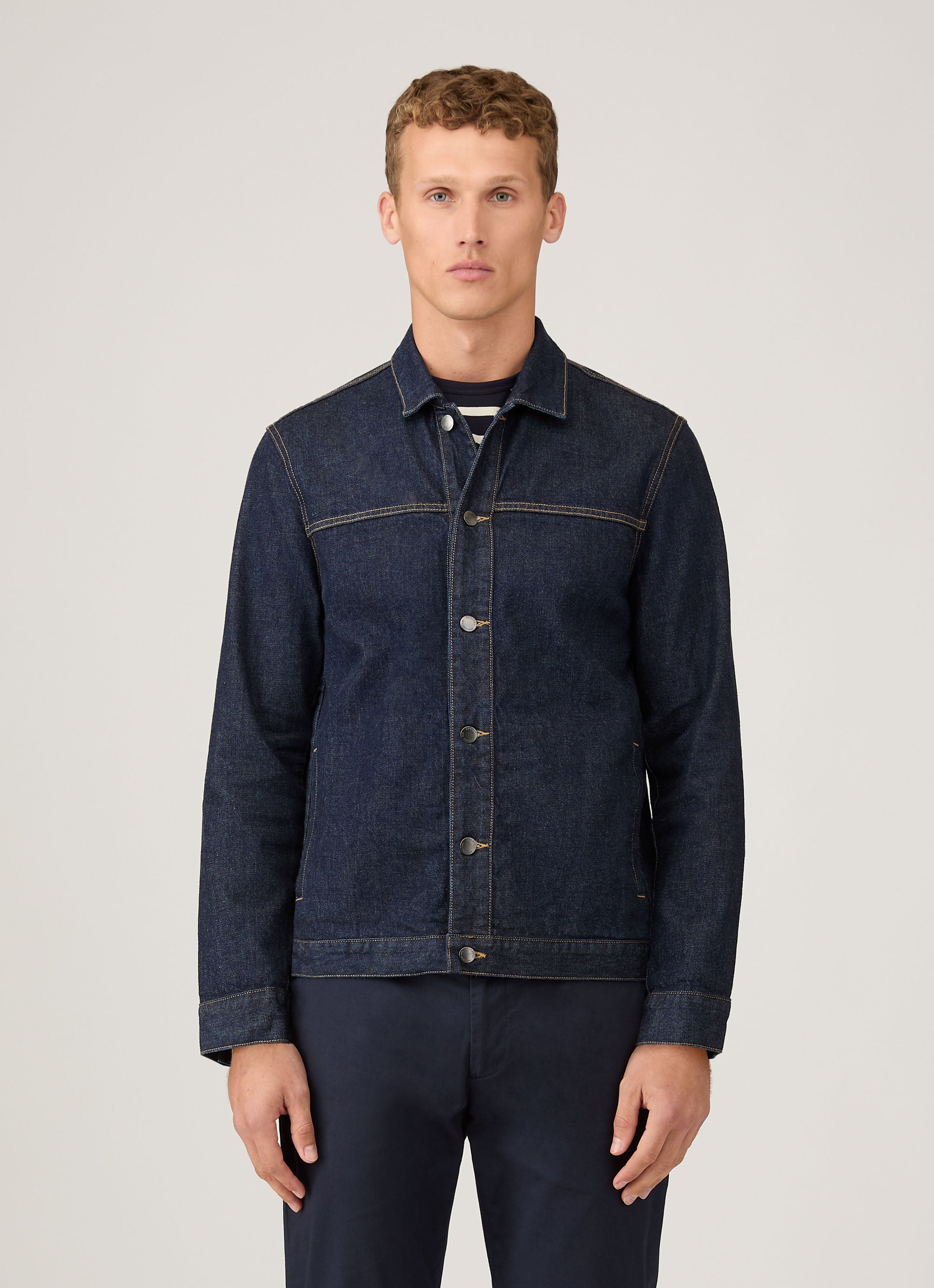 Men's 13oz Japanese Denim Jacket in Rinse Wash Denim