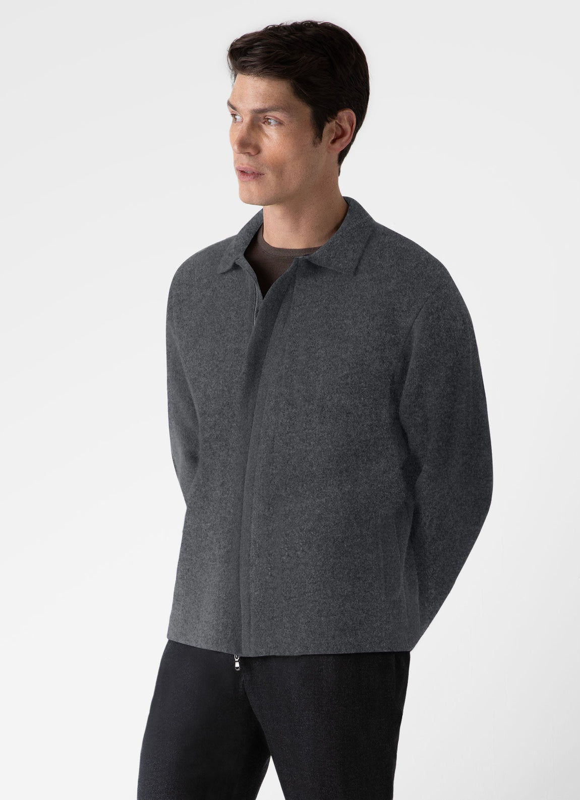 Men's Double Faced Jacket in Charcoal Melange