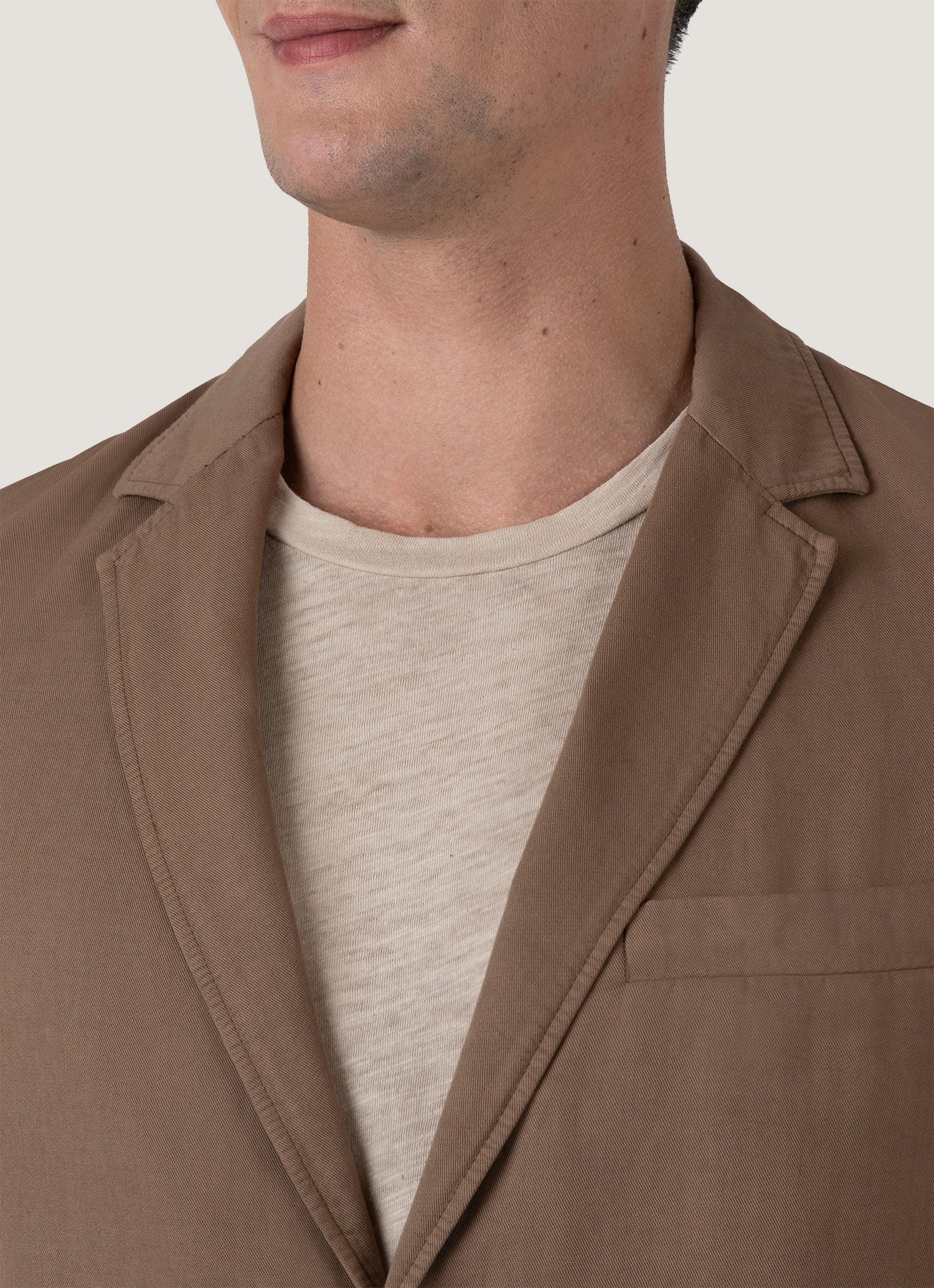 Men's Cotton Linen Unstructured Blazer in Dark Tan