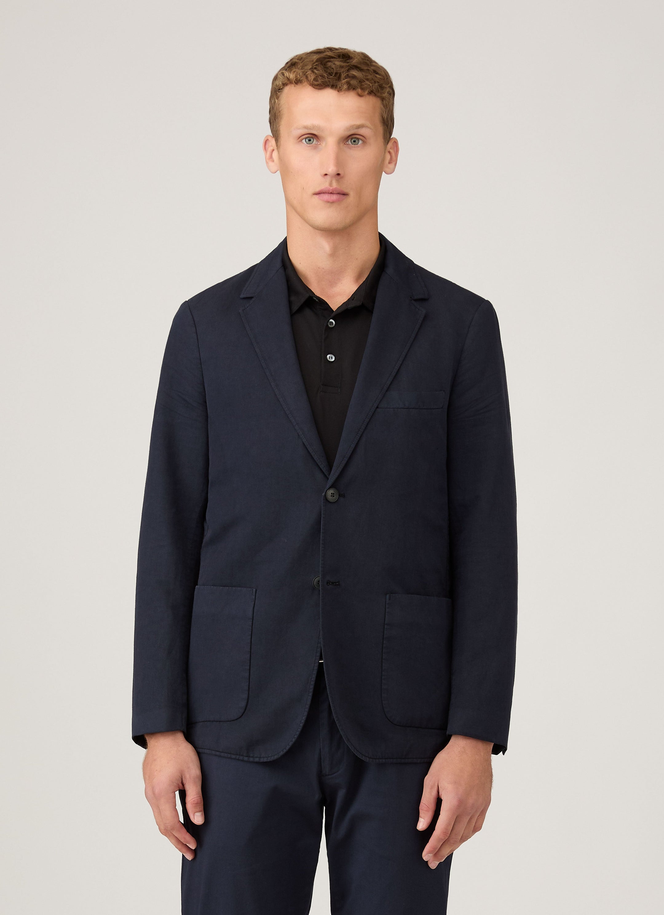 Men's Cotton Linen Blazer in Navy