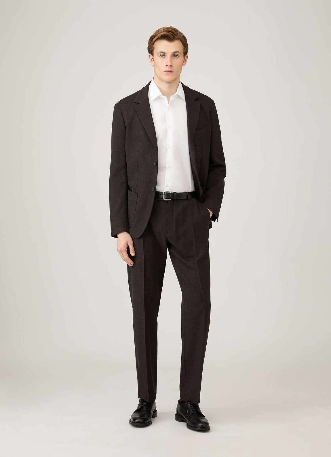 Men's Textured Wool Blazer in Truffle