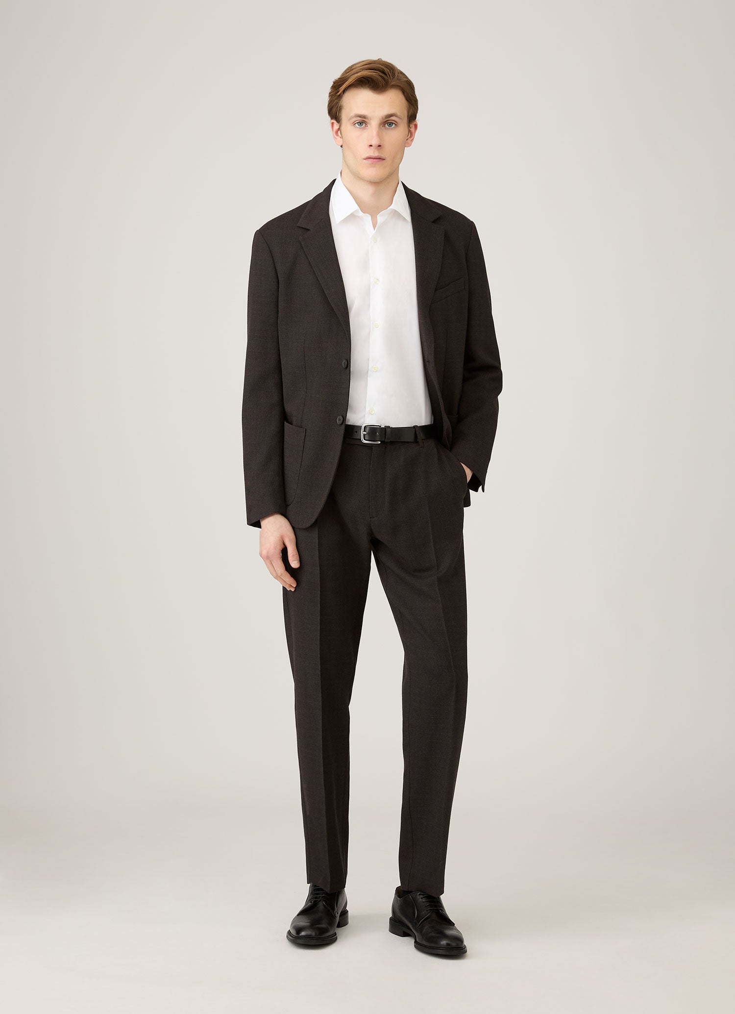 Men's Textured Wool Blazer in Truffle