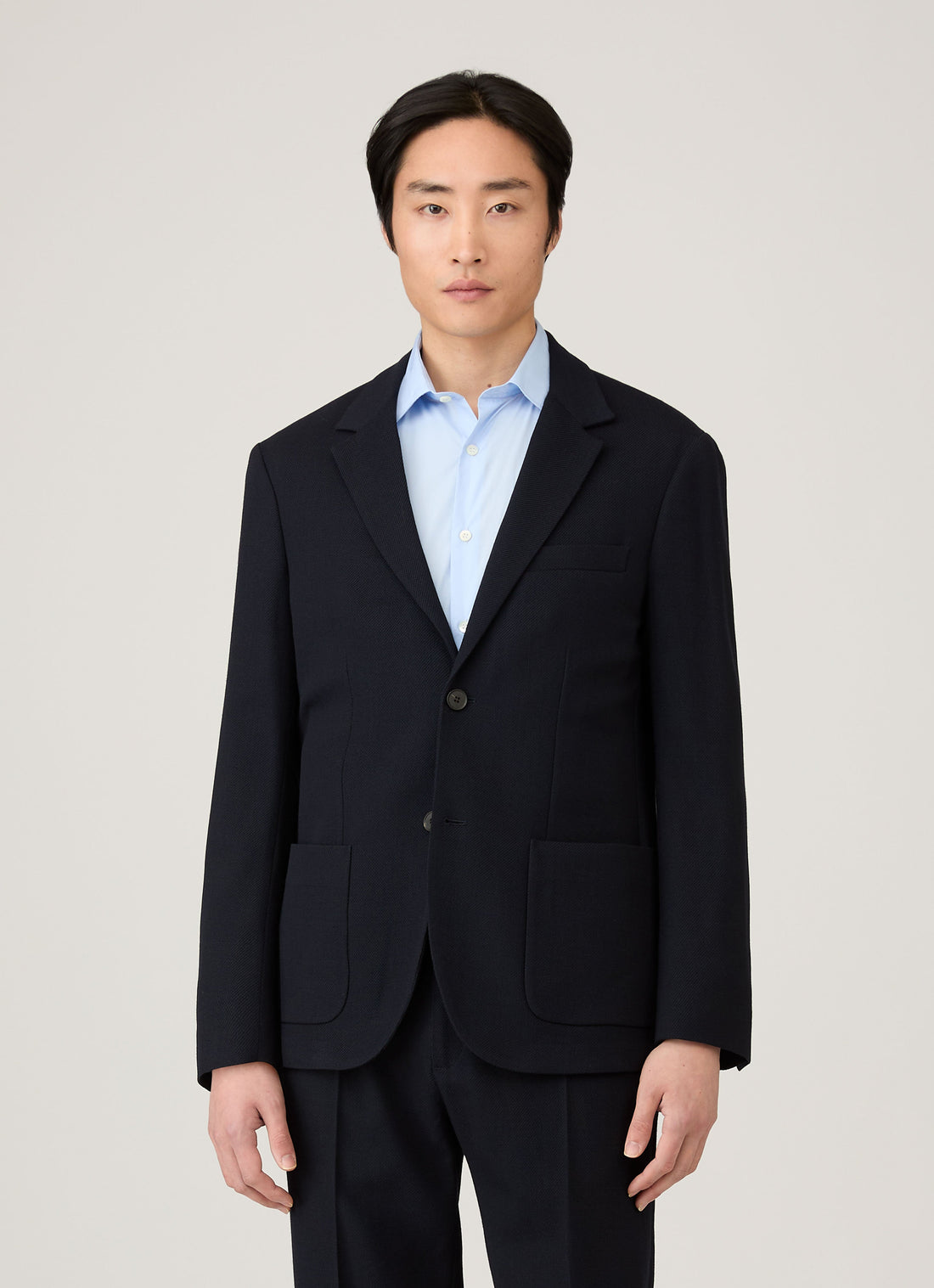 Men's Textured Wool Blazer in Navy