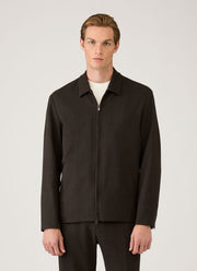 Men's Light Textured Wool Harrington Jacket in Truffle