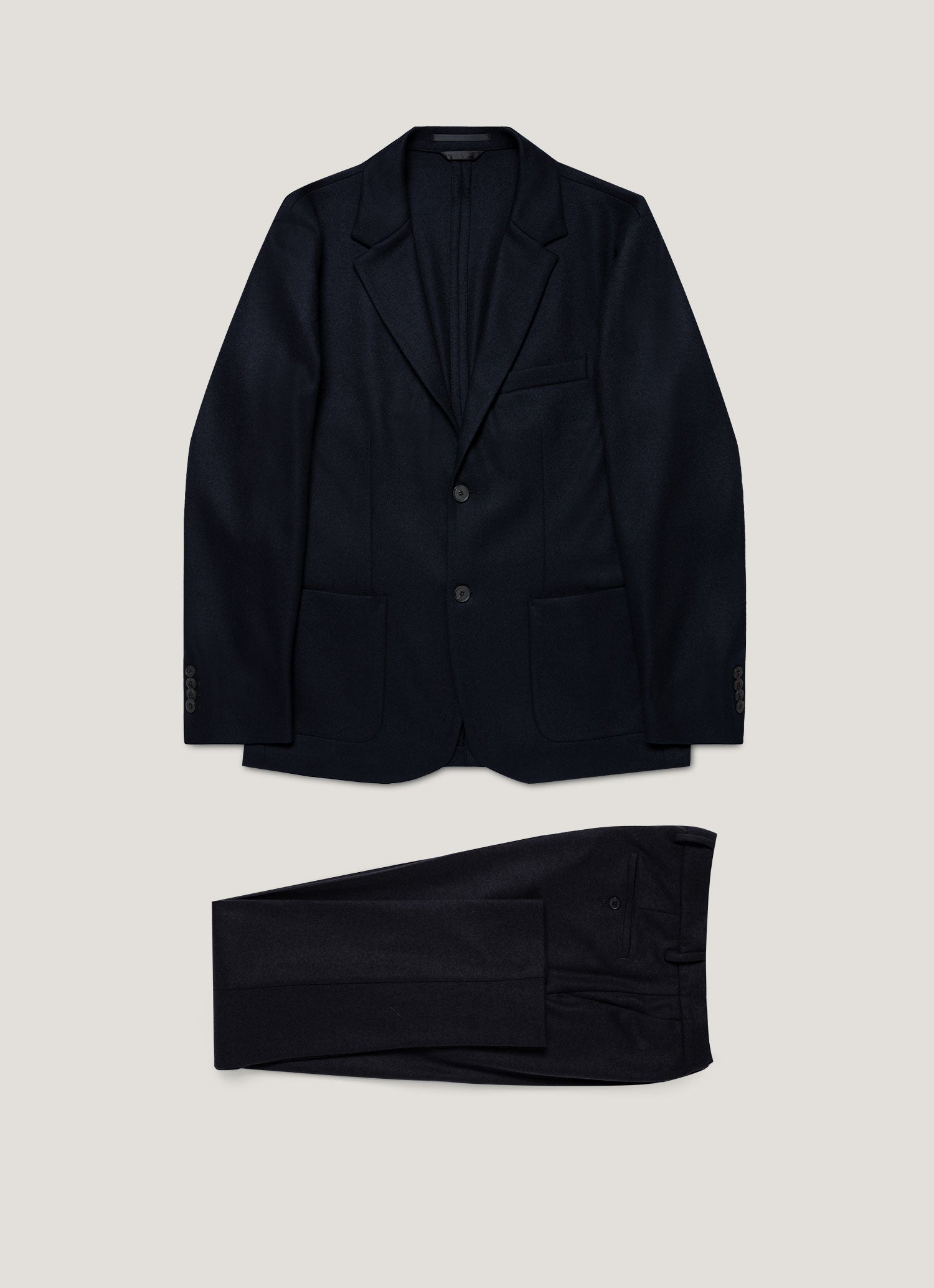 Men's Boiled Wool Two-Piece Suit in Navy