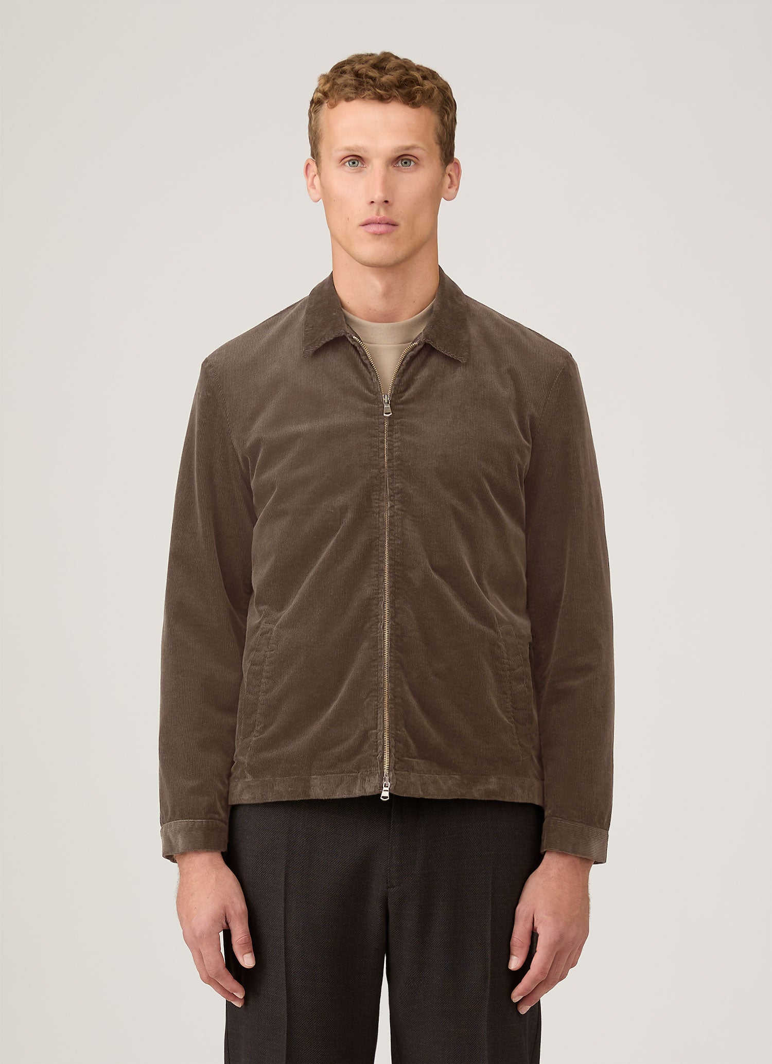 Men's Corduroy Harrington Jacket in Bark