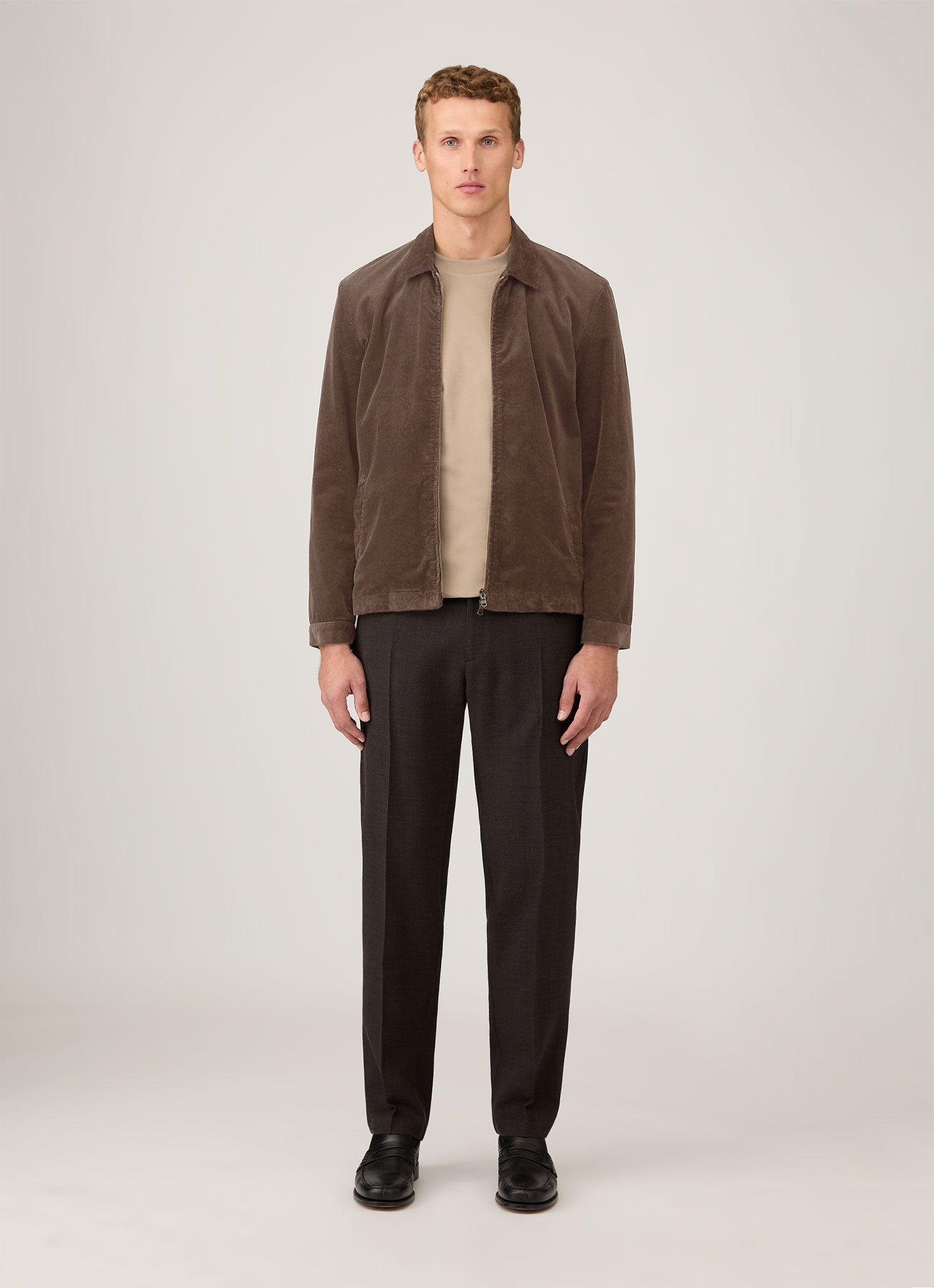 Men's Corduroy Harrington Jacket in Bark